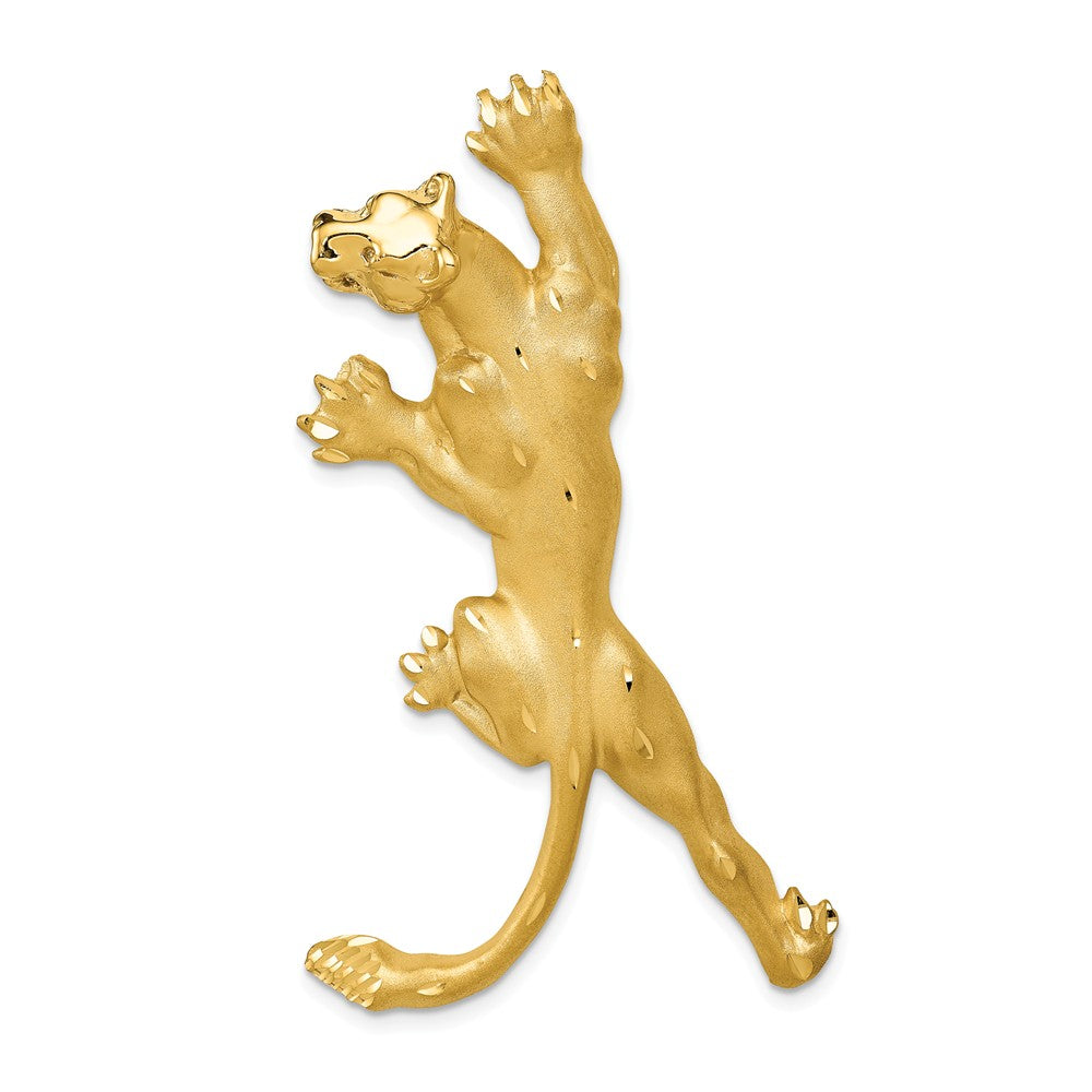 14k Yellow Gold Large Vertical Panther Hidden Bail Pendant, Item P10573 by The Black Bow Jewelry Co.