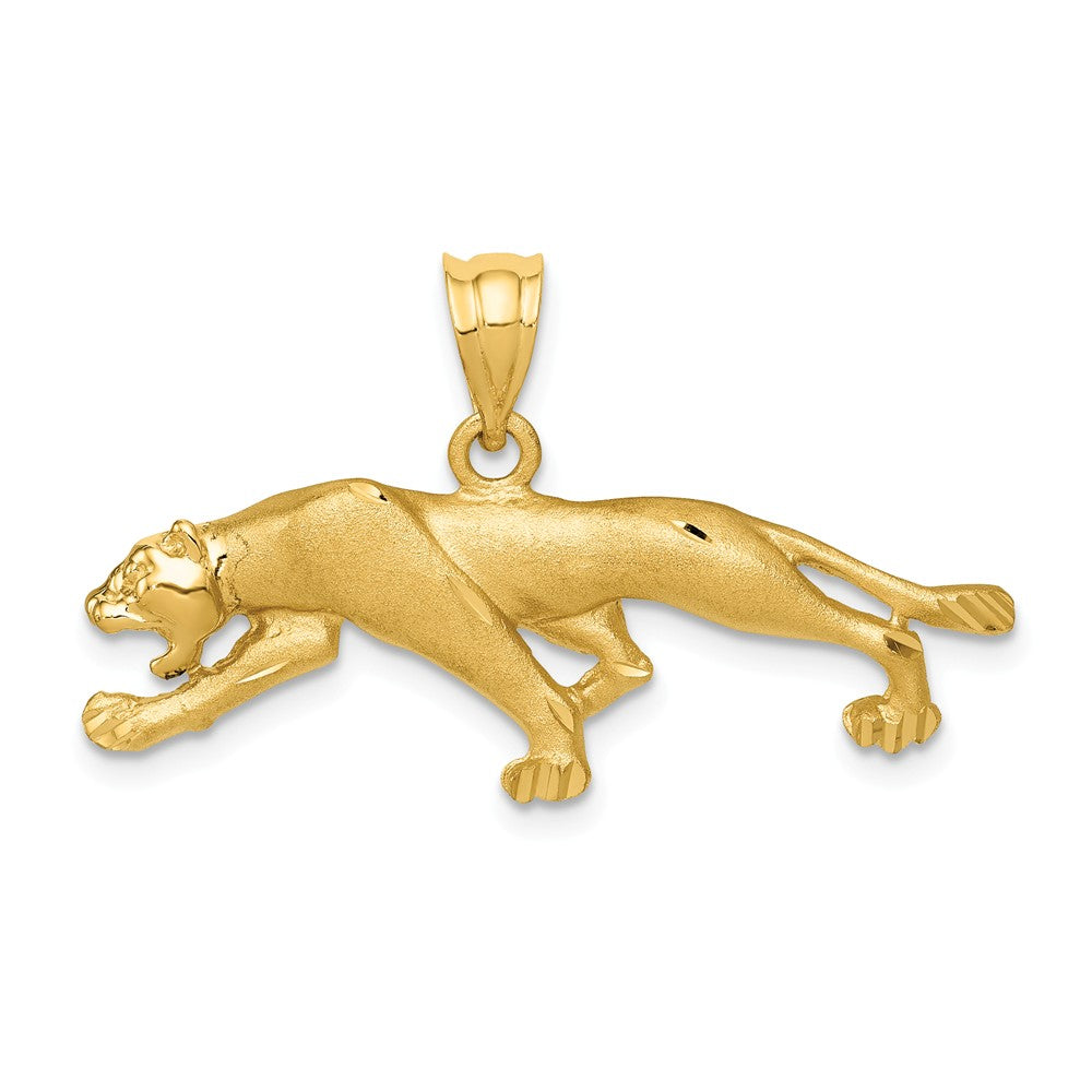 14k Yellow Gold Polished and Satin Panther Pendant, Item P10574 by The Black Bow Jewelry Co.