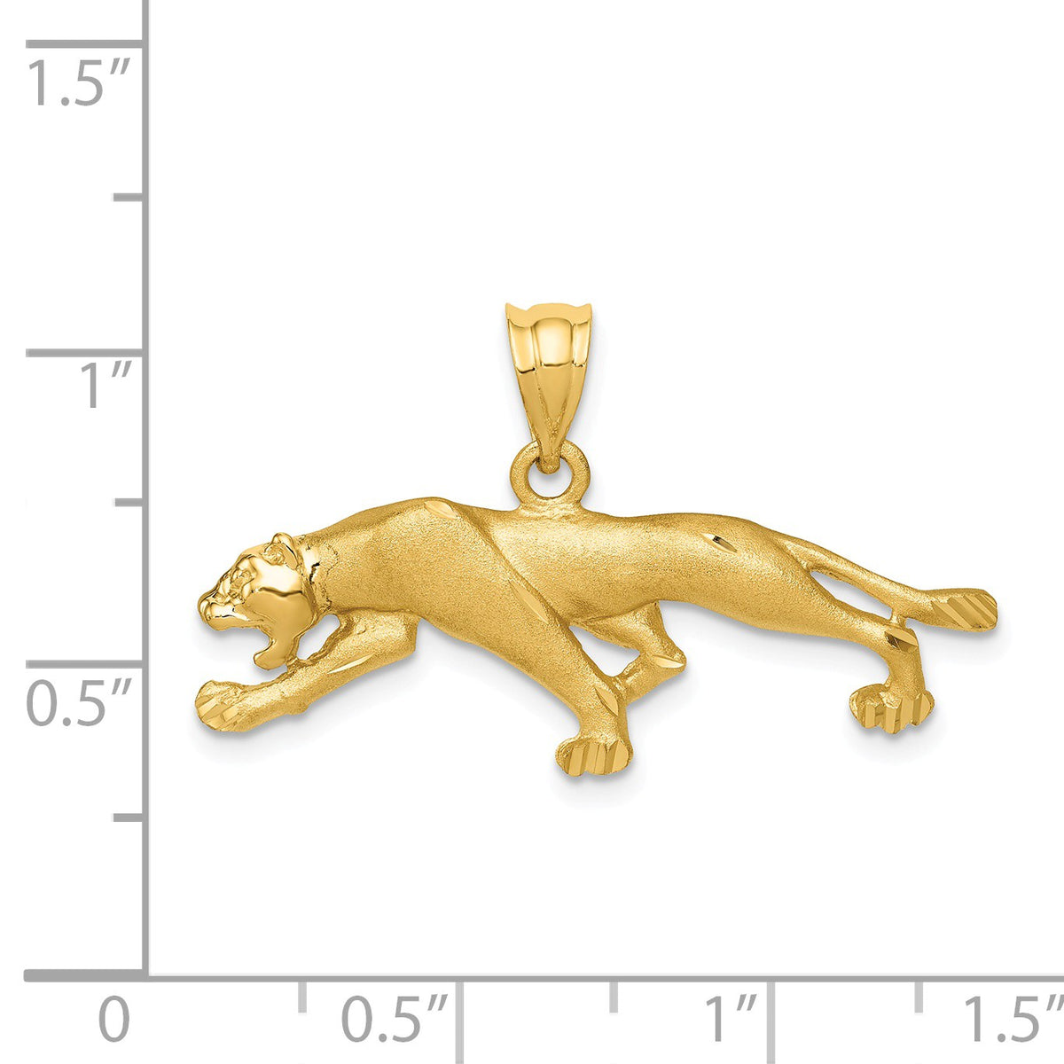 Alternate view of the 14k Yellow Gold Polished and Satin Panther Pendant by The Black Bow Jewelry Co.