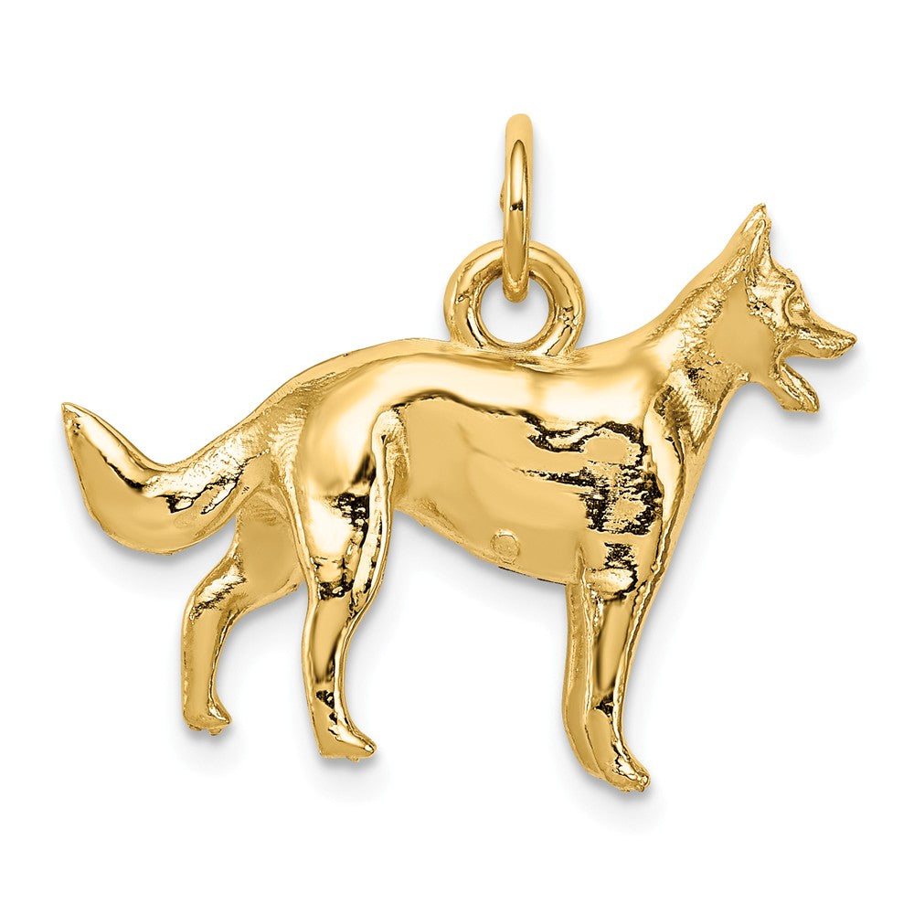 14k Yellow Gold 3D German Shepherd Charm or Pendant, Item P10581 by The Black Bow Jewelry Co.