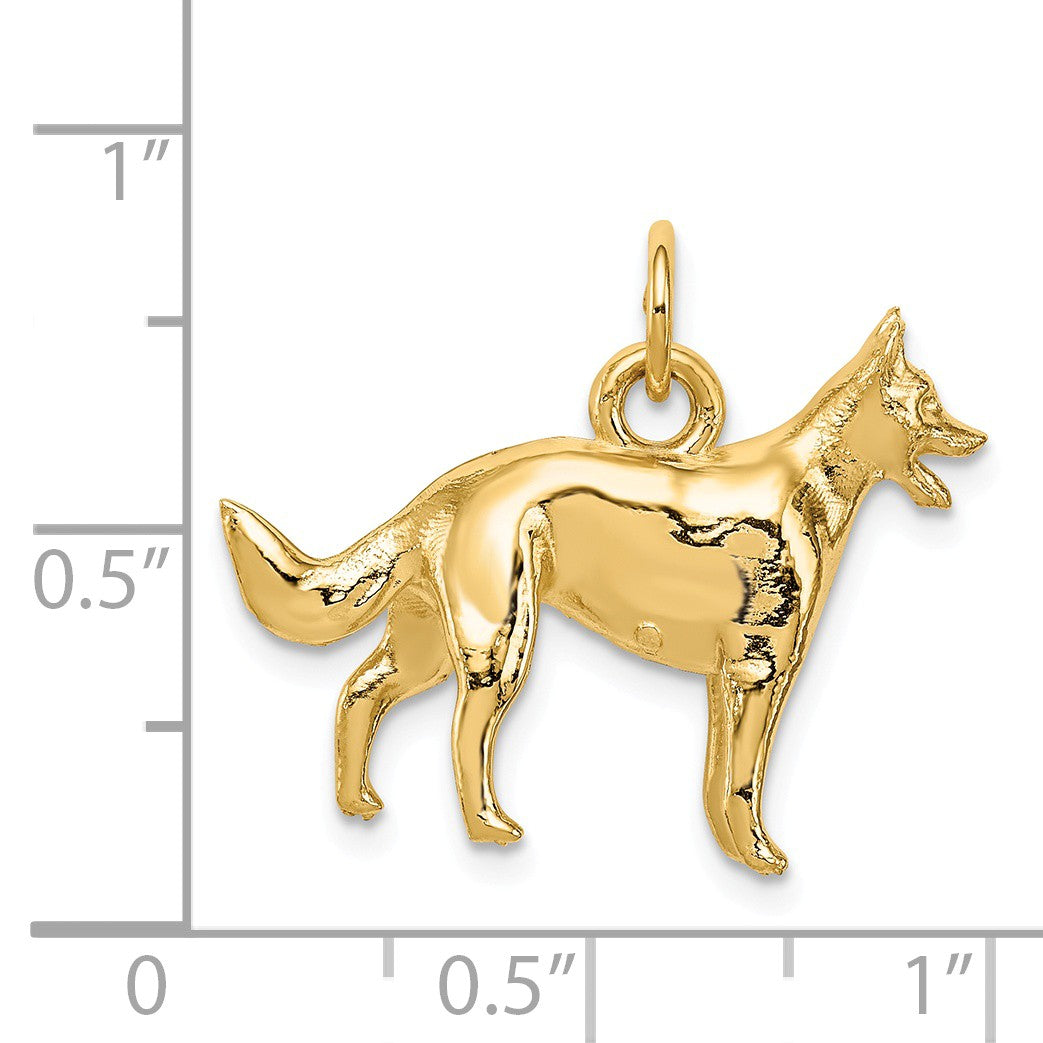 Alternate view of the 14k Yellow Gold 3D German Shepherd Charm or Pendant by The Black Bow Jewelry Co.