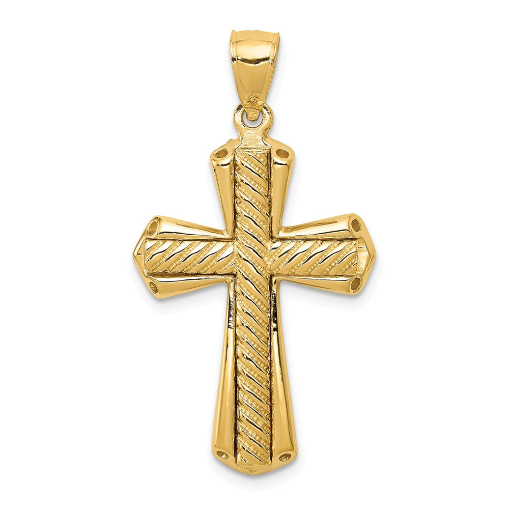 14k Yellow Gold Rope Cross Pendant, Item P10588 by The Black Bow Jewelry Co.
