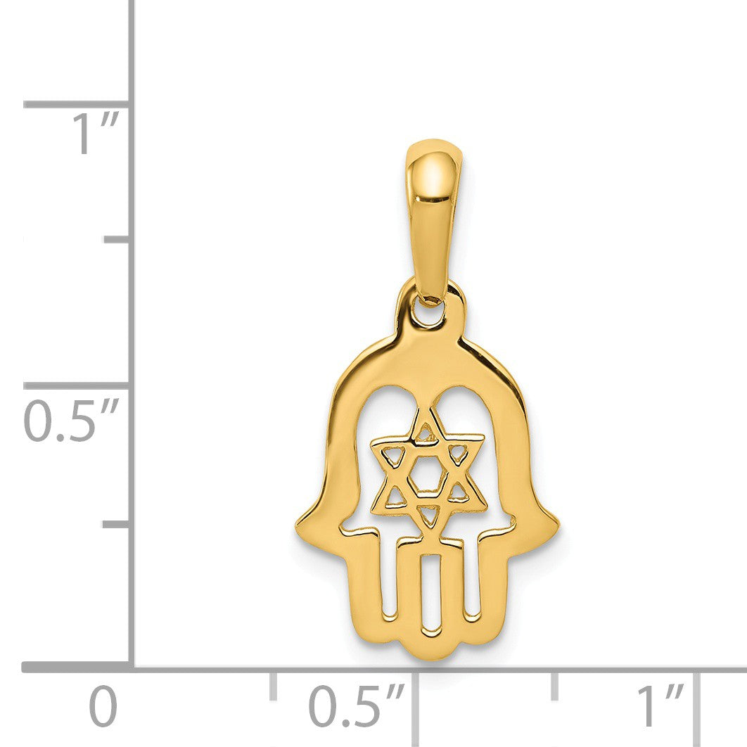 Alternate view of the 14k Yellow Gold Polished Star of David Chamseh Pendant by The Black Bow Jewelry Co.