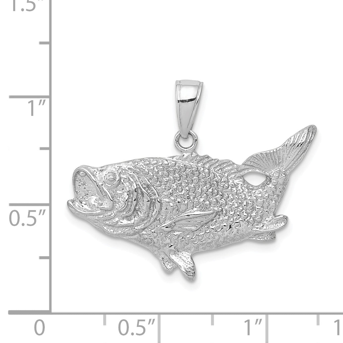 Alternate view of the 14k White Gold Largemouth Bass Pendant by The Black Bow Jewelry Co.