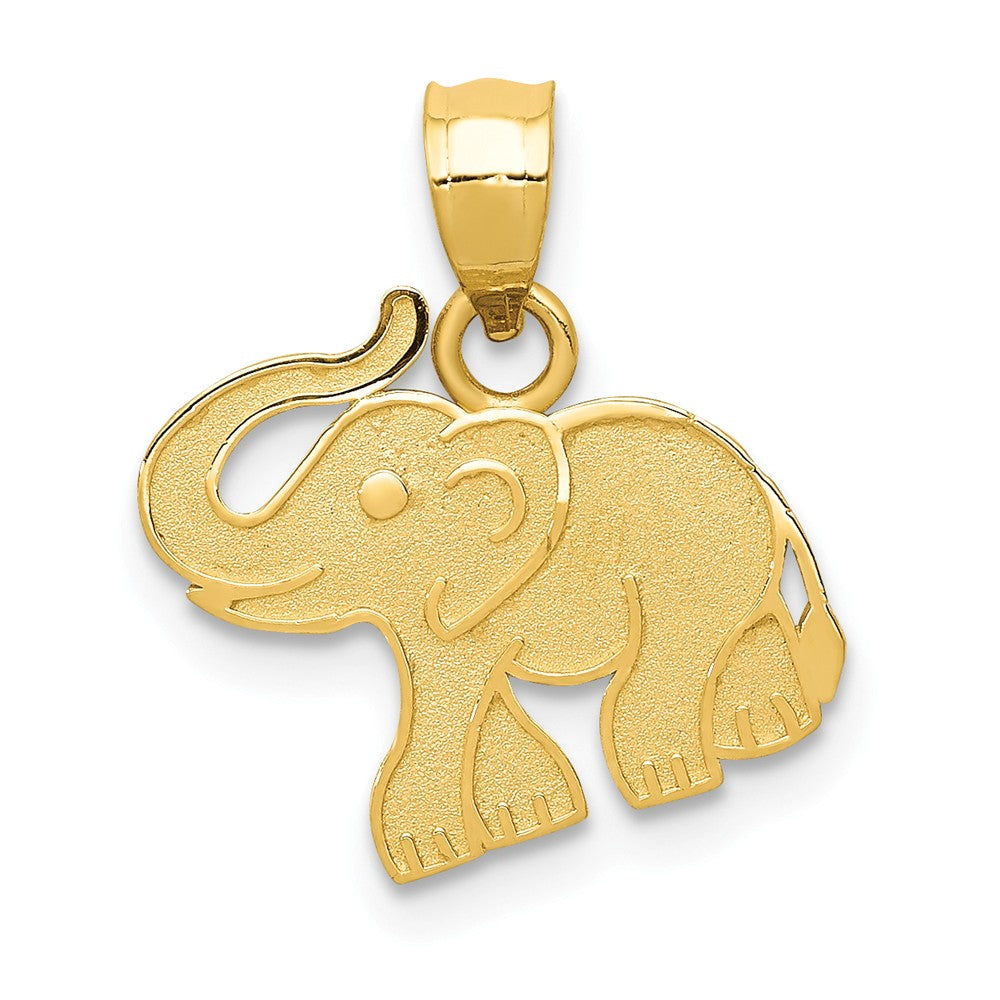14k Yellow Gold Flat Satin Elephant Pendant, Item P10595 by The Black Bow Jewelry Co.