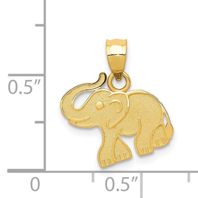 Alternate view of the 14k Yellow Gold Flat Satin Elephant Pendant by The Black Bow Jewelry Co.