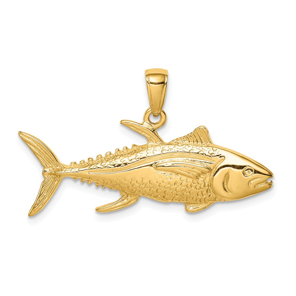 14k Yellow Gold Yellowfin Tuna Pendant, Item P10604 by The Black Bow Jewelry Co.
