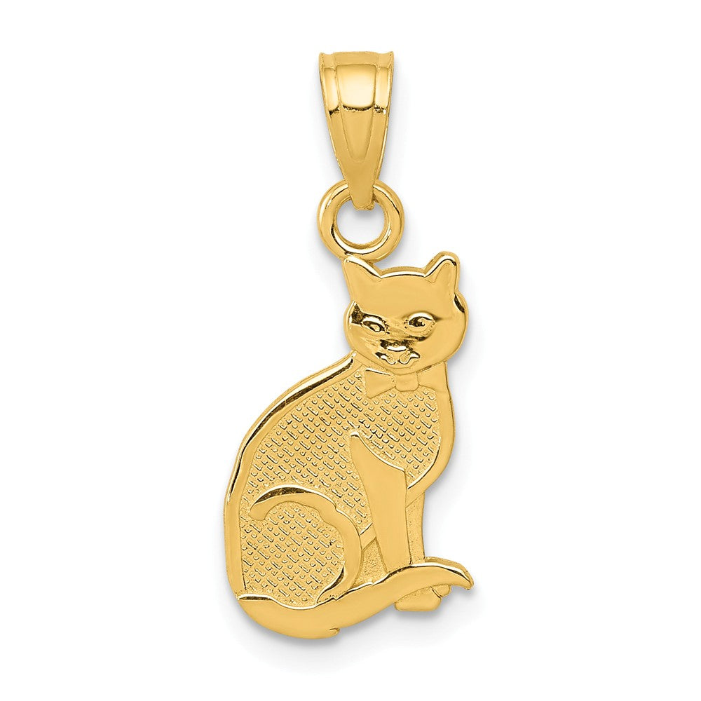 14k Yellow Gold Reversible I Heart My Cat Pendant, Item P10615 by The Black Bow Jewelry Co.