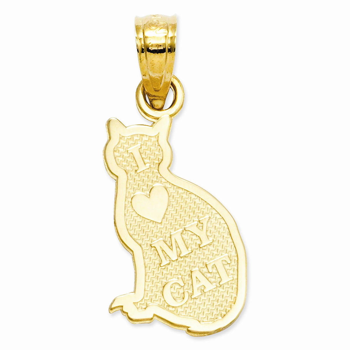 Alternate view of the 14k Yellow Gold Reversible I Heart My Cat Pendant by The Black Bow Jewelry Co.