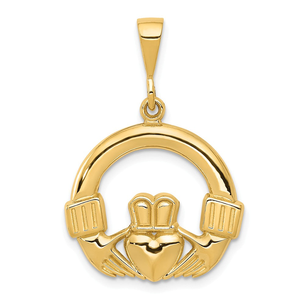14k Yellow Gold Claddagh Pendant, 20mm, Item P10619 by The Black Bow Jewelry Co.