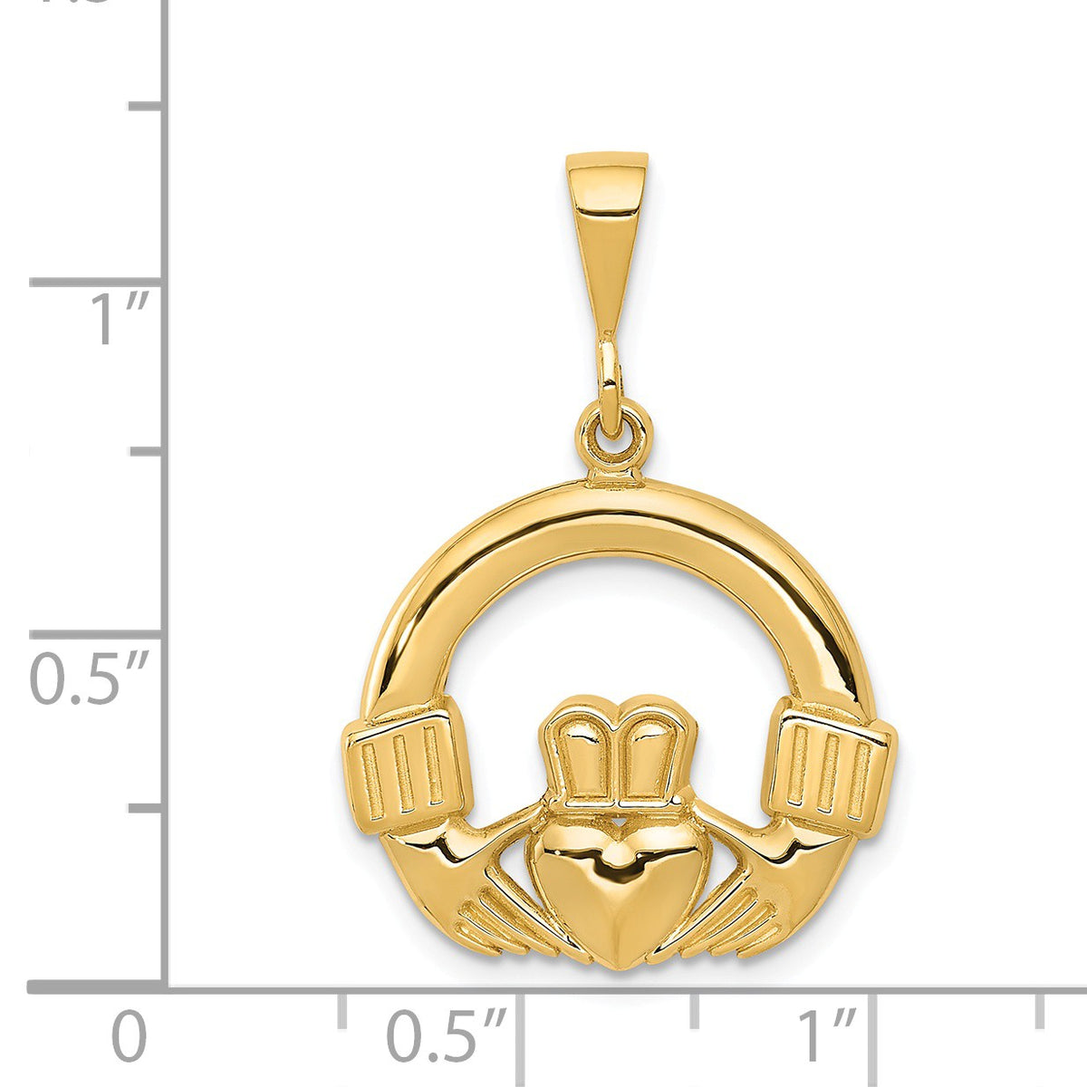 Alternate view of the 14k Yellow Gold Claddagh Pendant, 20mm by The Black Bow Jewelry Co.