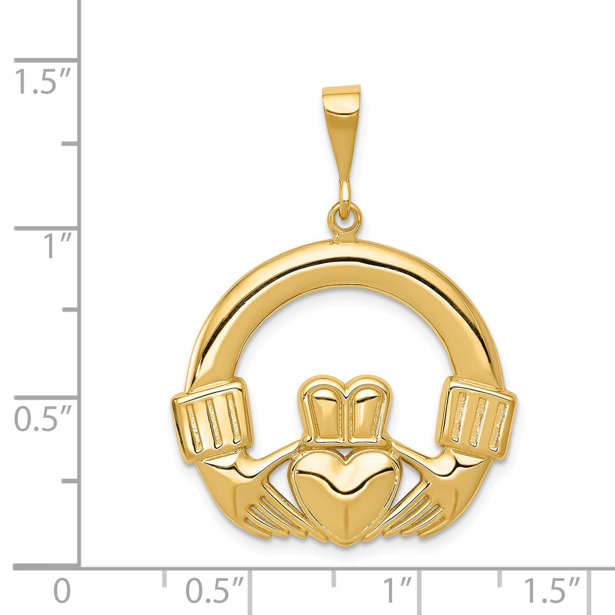 Alternate view of the 14k Yellow Gold Claddagh Pendant, 25mm by The Black Bow Jewelry Co.