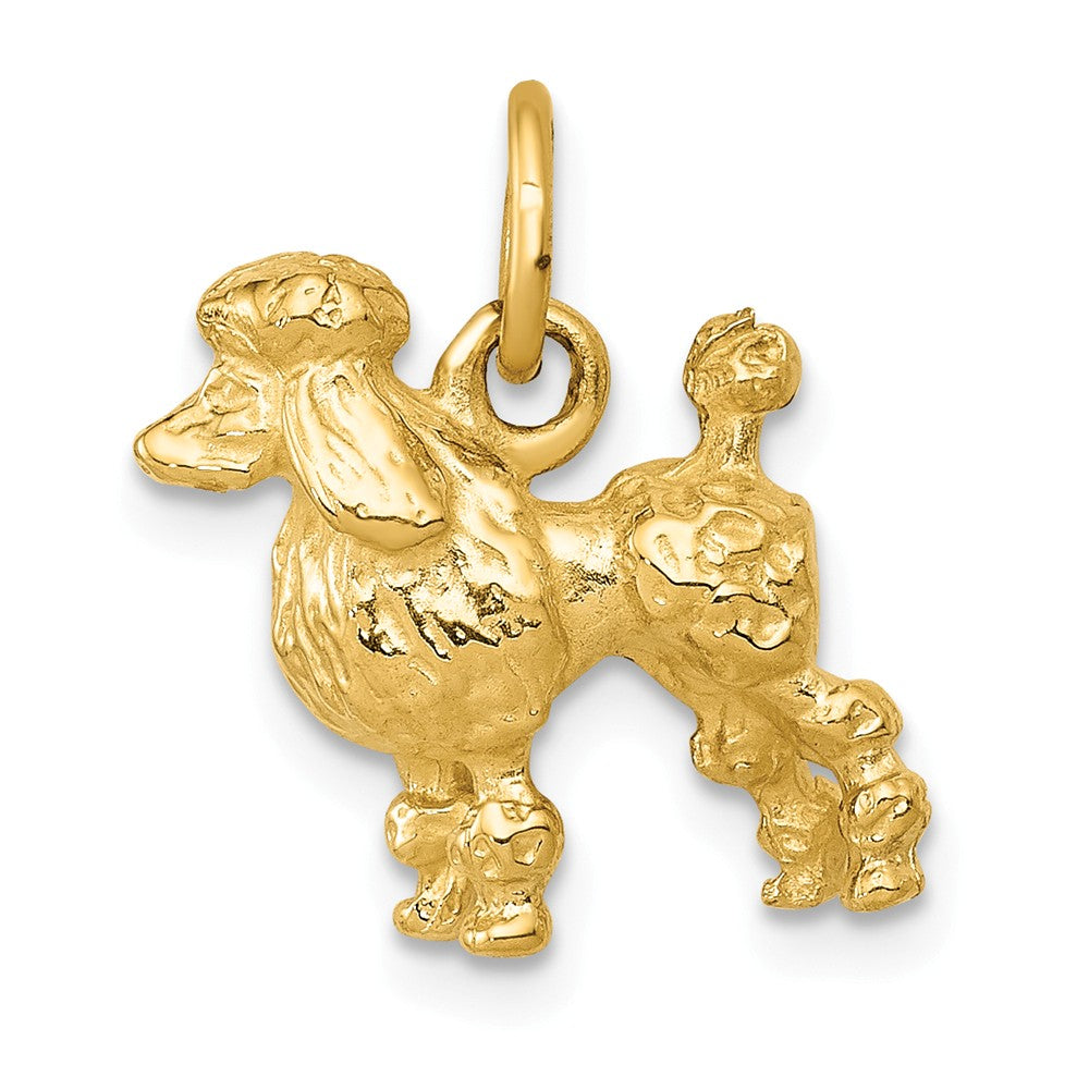 14k Yellow Gold 3D Textured Poodle Charm or Pendant, Item P10621 by The Black Bow Jewelry Co.