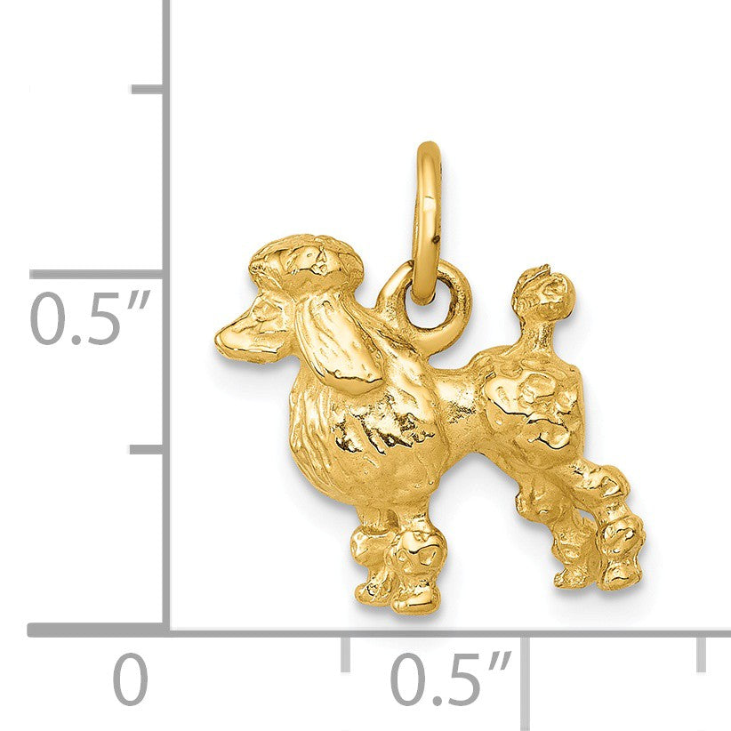Alternate view of the 14k Yellow Gold 3D Textured Poodle Charm or Pendant by The Black Bow Jewelry Co.