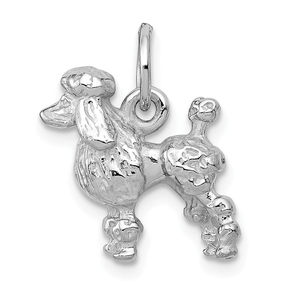 14k White Gold 3D Textured Poodle Charm or Pendant, Item P10622 by The Black Bow Jewelry Co.