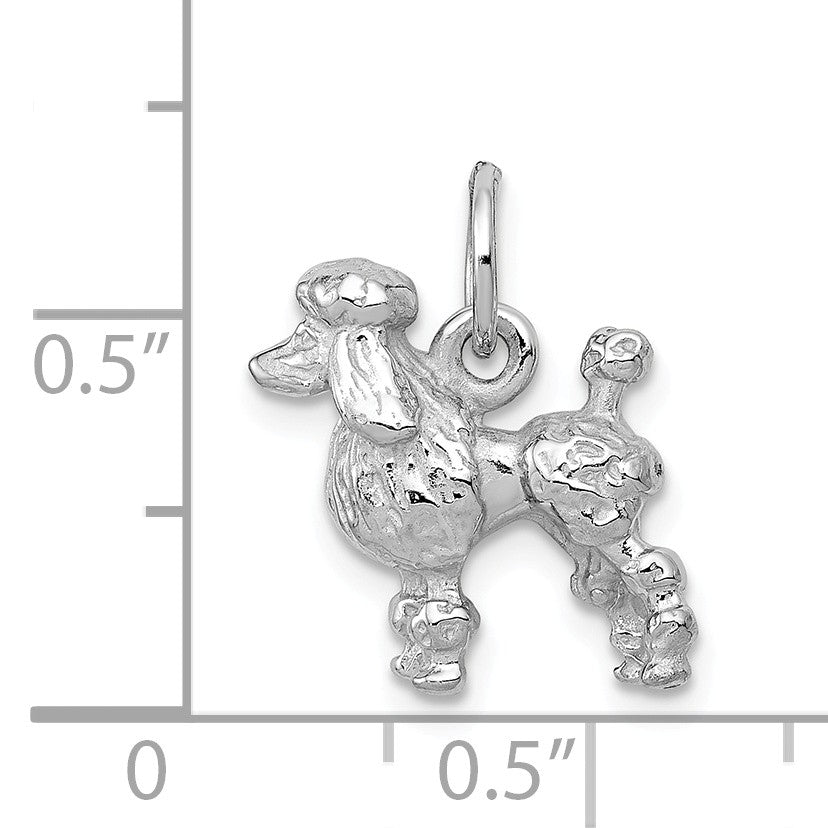 Alternate view of the 14k White Gold 3D Textured Poodle Charm or Pendant by The Black Bow Jewelry Co.