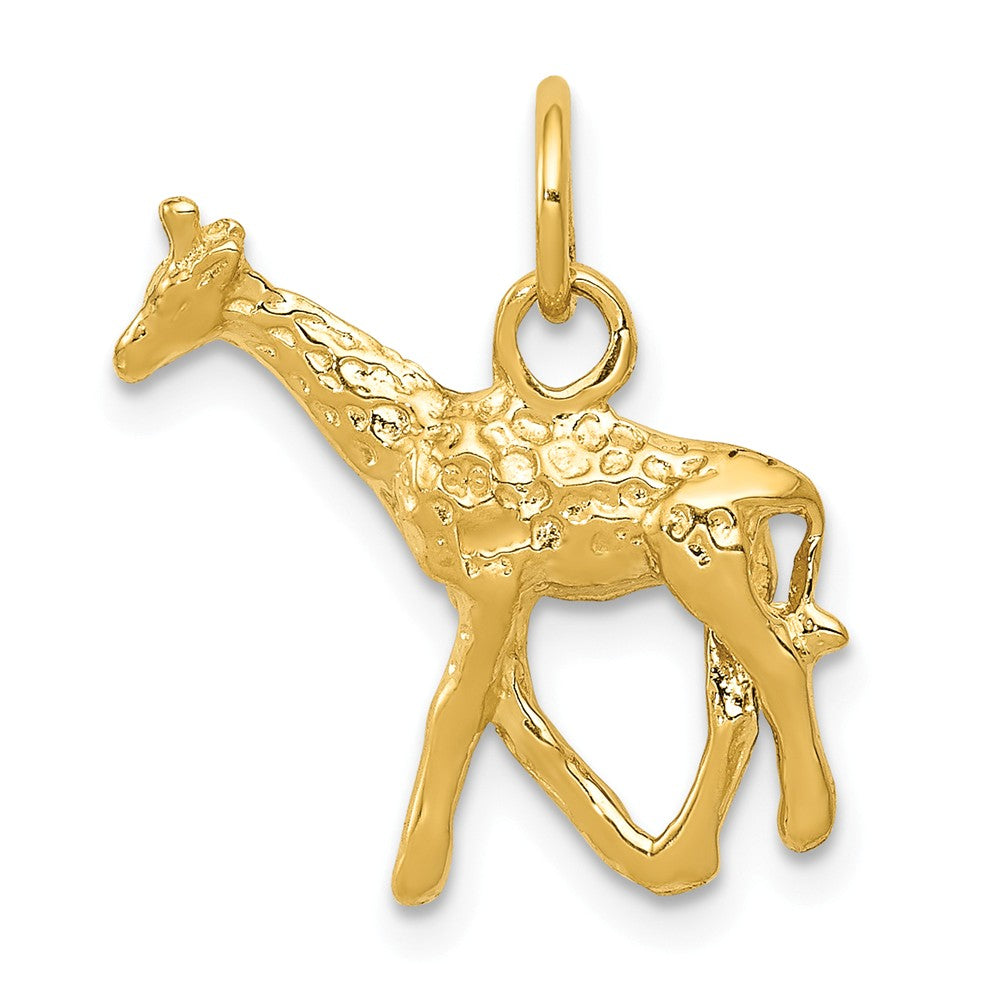 14k Yellow Gold 3D Polished Giraffe Charm or Pendant, Item P10623 by The Black Bow Jewelry Co.