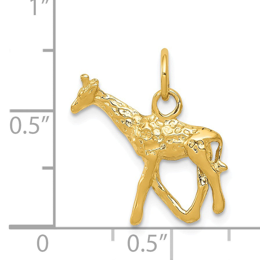 Alternate view of the 14k Yellow Gold 3D Polished Giraffe Charm or Pendant by The Black Bow Jewelry Co.