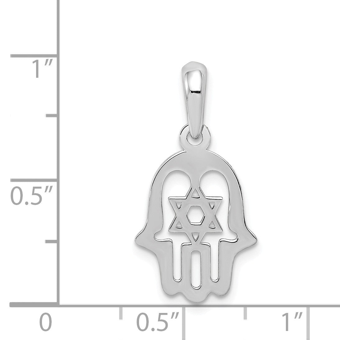 Alternate view of the 14k White Gold Polished Star of David Chamseh Pendant by The Black Bow Jewelry Co.