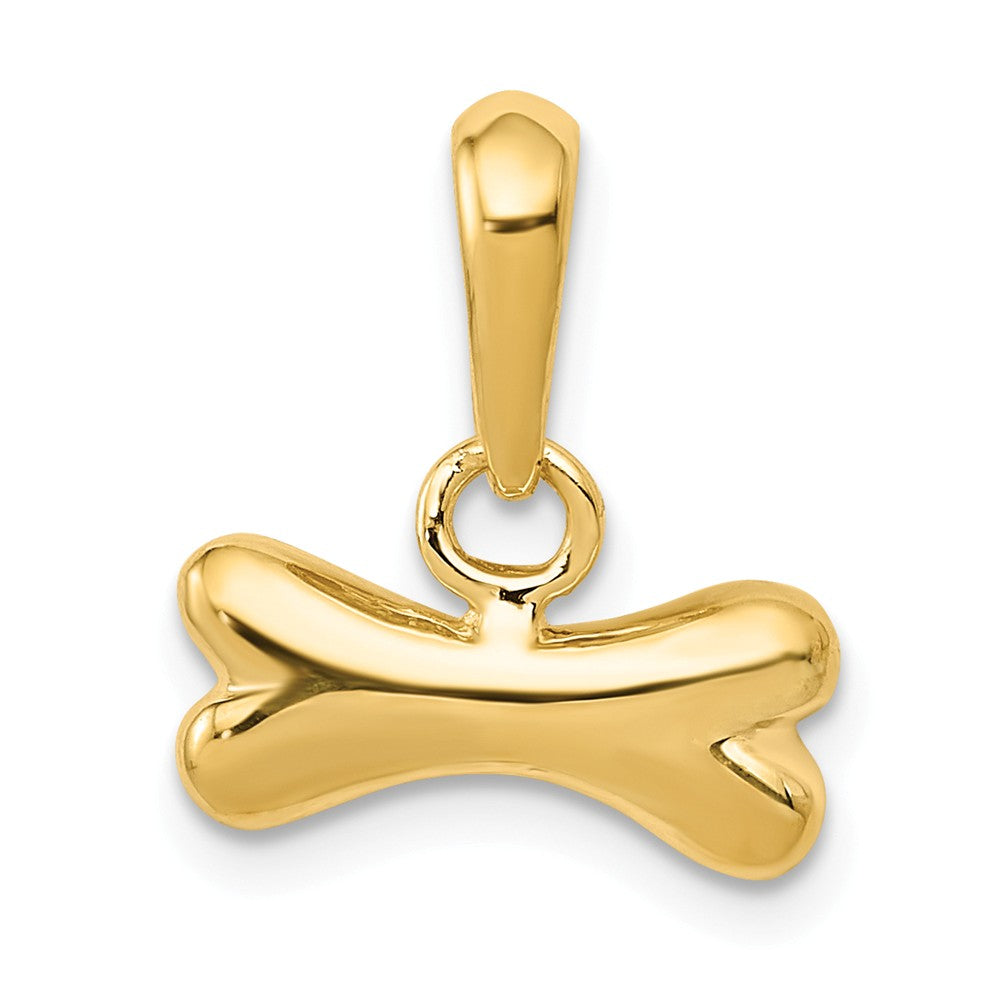 14k Yellow Gold Small 3D Polished Dog Bone Pendant, Item P10626 by The Black Bow Jewelry Co.