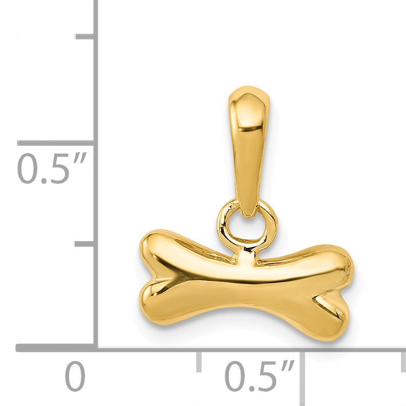Alternate view of the 14k Yellow Gold Small 3D Polished Dog Bone Pendant by The Black Bow Jewelry Co.