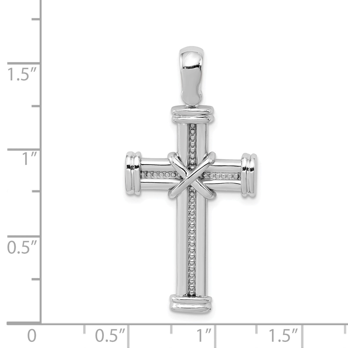Alternate view of the 14k White Gold Polished Rope Cross Pendant by The Black Bow Jewelry Co.