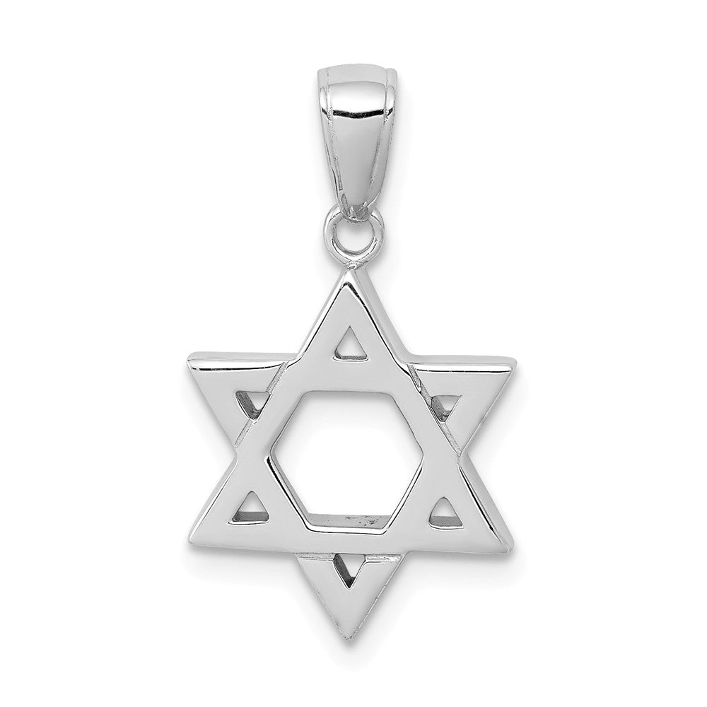 14k White Gold Star of David Pendant, 14mm, Item P10633 by The Black Bow Jewelry Co.