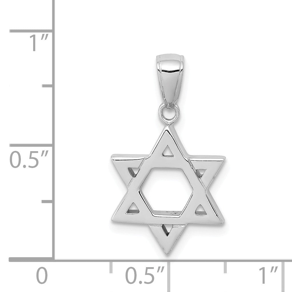 Alternate view of the 14k White Gold Star of David Pendant, 14mm by The Black Bow Jewelry Co.