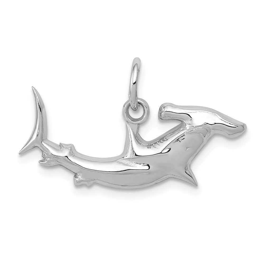14k White Gold Hammerhead Shark Charm, Item P10635 by The Black Bow Jewelry Co.