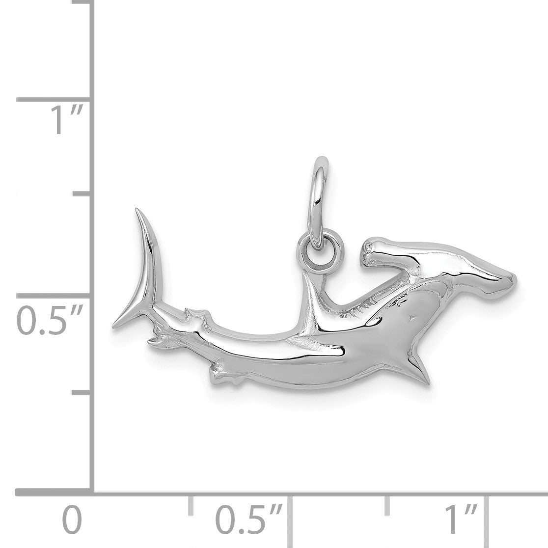 Alternate view of the 14k White Gold Hammerhead Shark Charm by The Black Bow Jewelry Co.