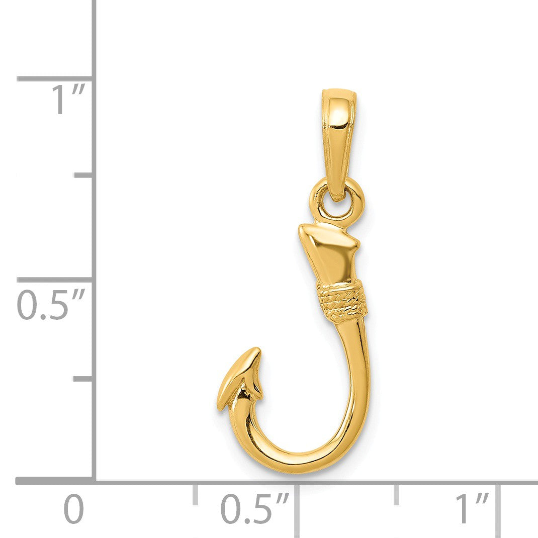 Alternate view of the 14k Yellow Gold Small 3D Fishhook Pendant by The Black Bow Jewelry Co.