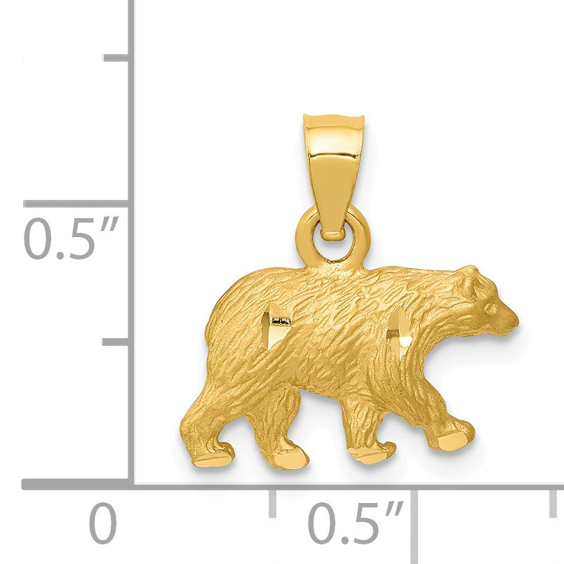 Alternate view of the 14k Yellow Gold Textured and Diamond Cut Bear Pendant by The Black Bow Jewelry Co.