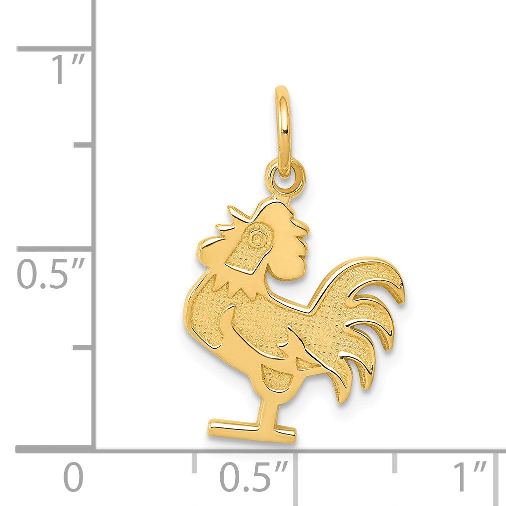 Alternate view of the 14k Yellow Gold Flat Rooster Charm or Pendant by The Black Bow Jewelry Co.