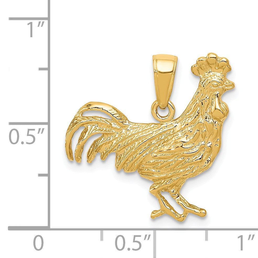 Alternate view of the 14k Yellow Gold 2D Rooster Pendant by The Black Bow Jewelry Co.