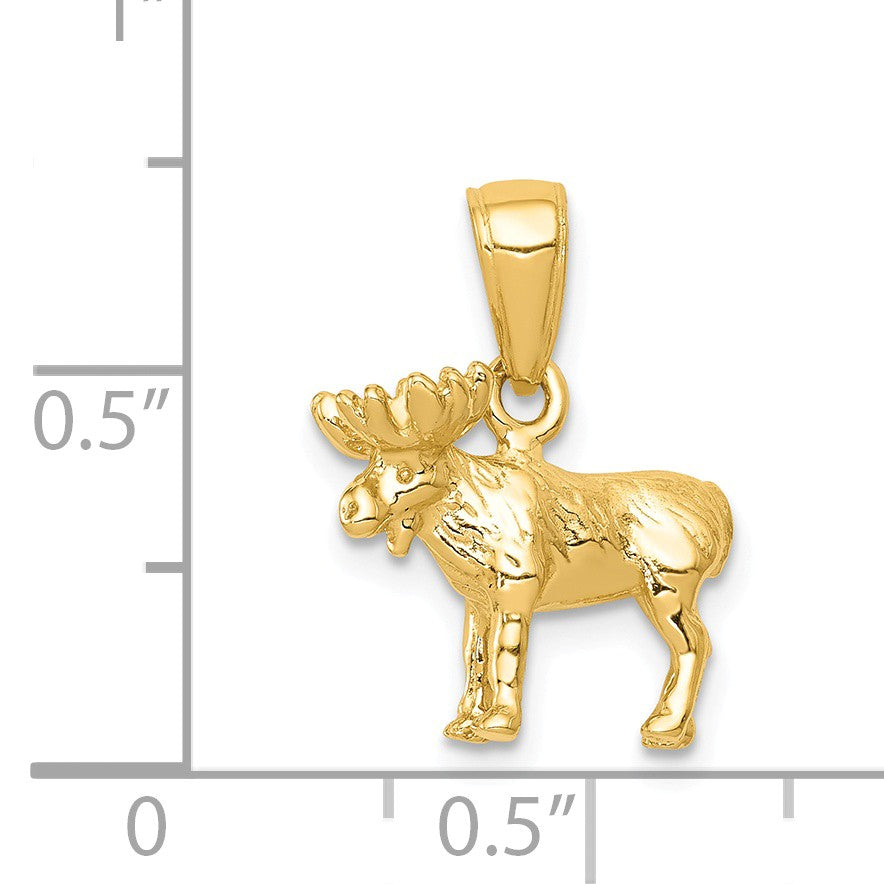 Alternate view of the 14k Yellow Gold Small 3D Polished Moose Profile Pendant by The Black Bow Jewelry Co.