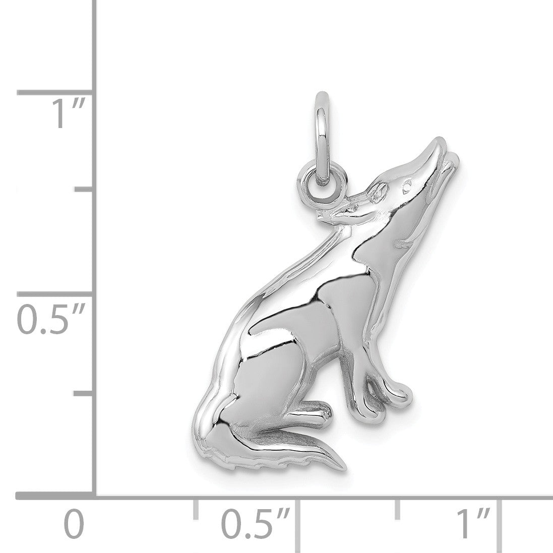 Alternate view of the 14k White Gold Polished Wolf Charm or Pendant by The Black Bow Jewelry Co.