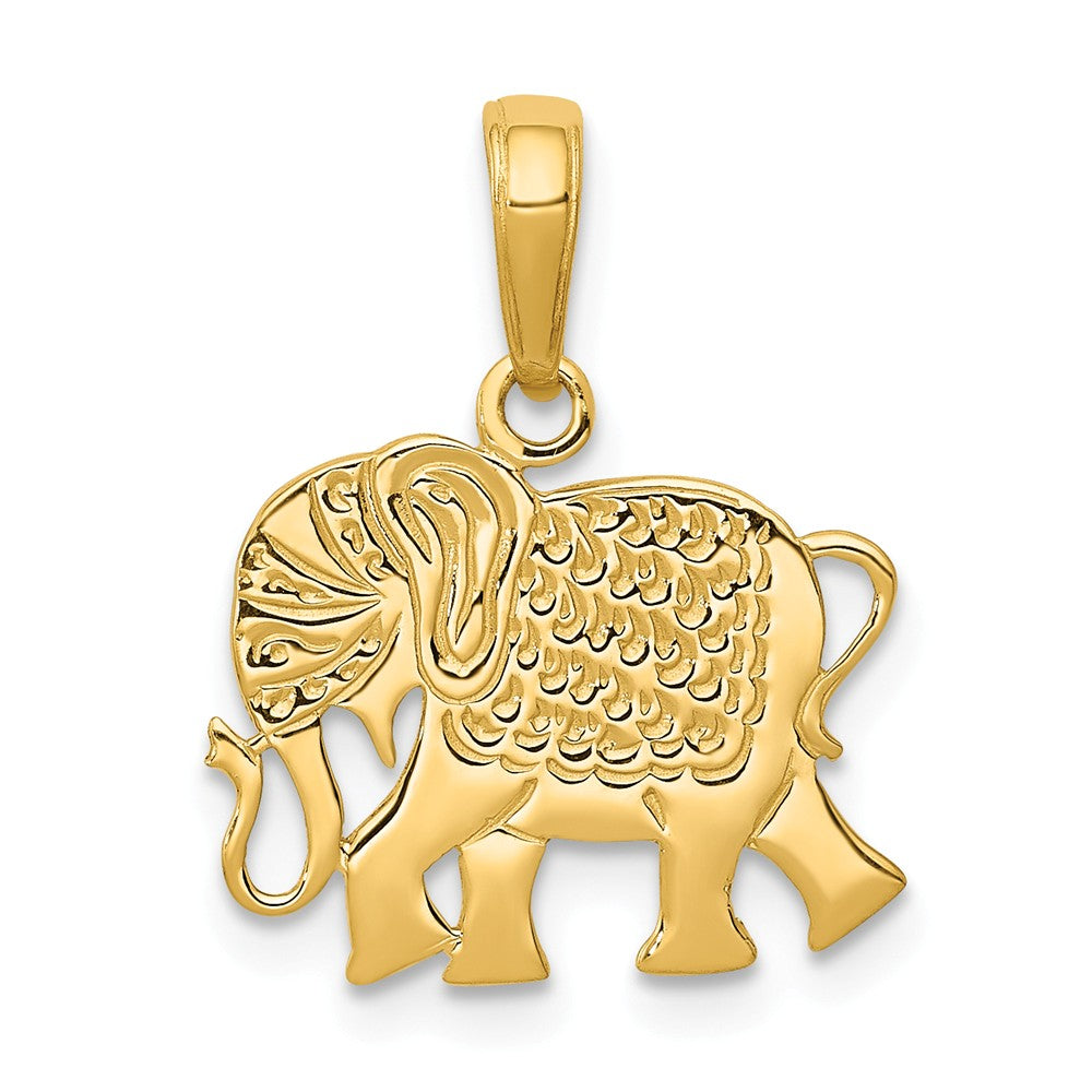 14k Yellow Gold Flat Circus Elephant Pendant, Item P10656 by The Black Bow Jewelry Co.