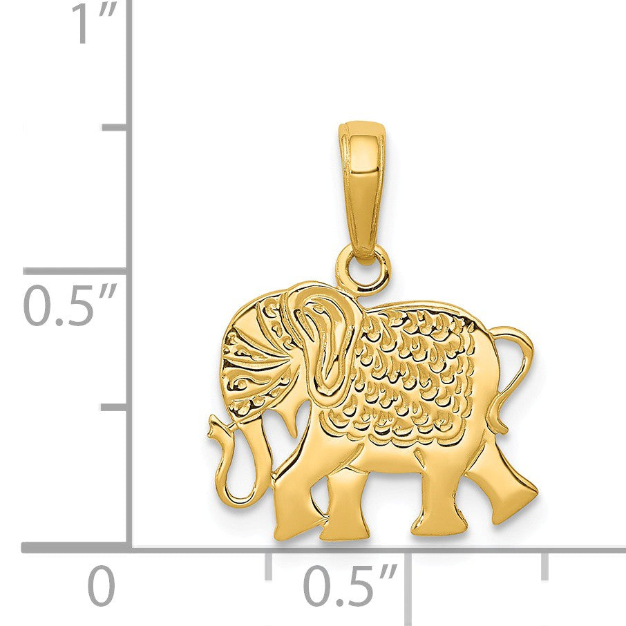 Alternate view of the 14k Yellow Gold Flat Circus Elephant Pendant by The Black Bow Jewelry Co.