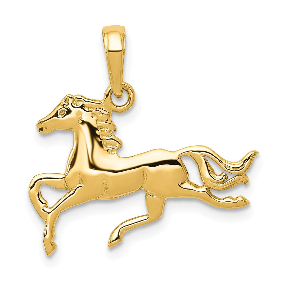 14k Yellow Gold Polished Running Horse Pendant, 20mm, Item P10660 by The Black Bow Jewelry Co.