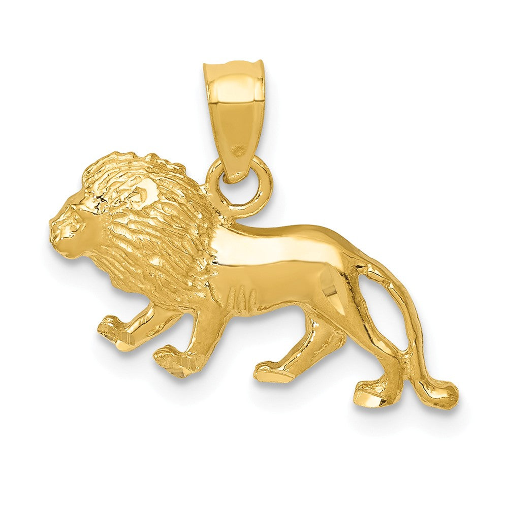 14k Yellow Gold Small Diamond Cut Lion Pendant, Item P10663 by The Black Bow Jewelry Co.