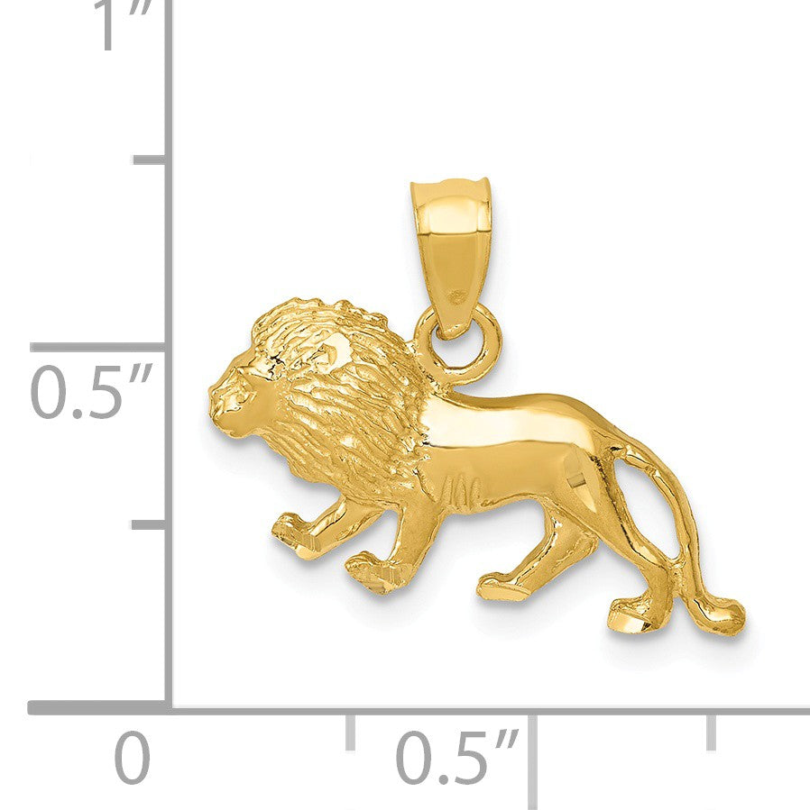 Alternate view of the 14k Yellow Gold Small Diamond Cut Lion Pendant by The Black Bow Jewelry Co.