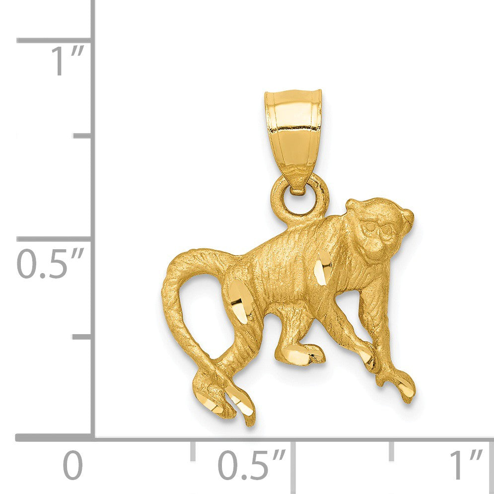 Alternate view of the 14k Yellow Gold Satin and Diamond Cut Monkey Pendant by The Black Bow Jewelry Co.