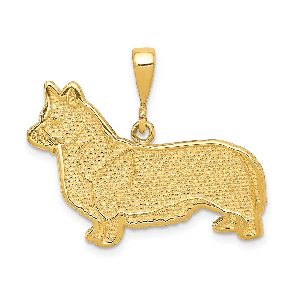 14k Yellow Gold Welsh Corgi Dog Pendant, Item P10667 by The Black Bow Jewelry Co.