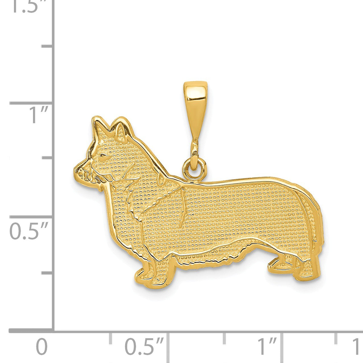 Alternate view of the 14k Yellow Gold Welsh Corgi Dog Pendant by The Black Bow Jewelry Co.