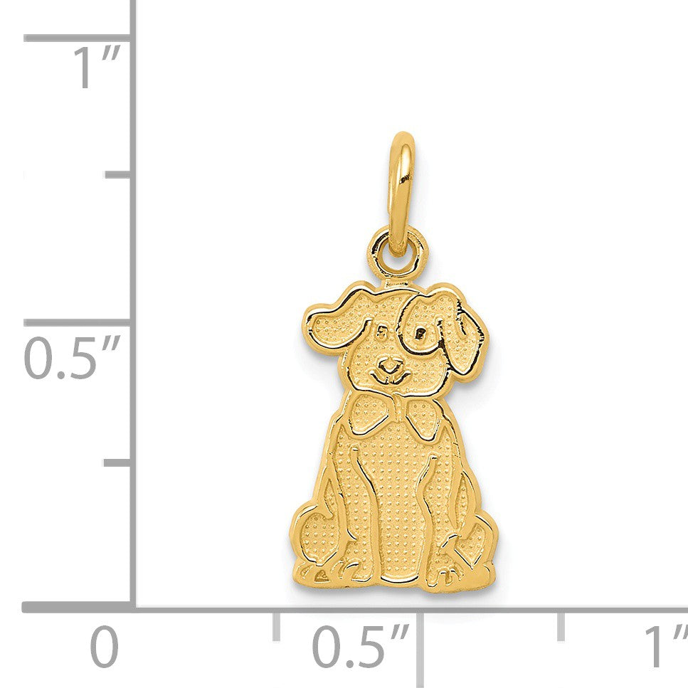 Alternate view of the 14k Yellow Gold Puppy Charm and Pendant by The Black Bow Jewelry Co.