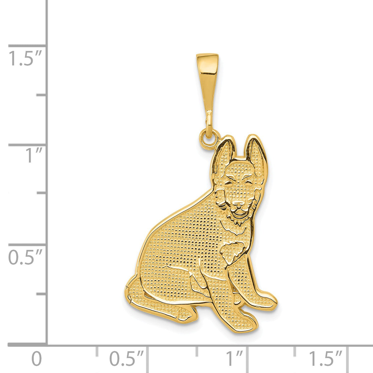 Alternate view of the 14k Yellow Gold German Shepherd Pendant by The Black Bow Jewelry Co.