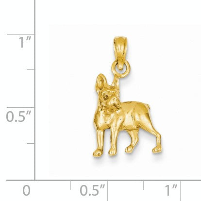 Alternate view of the 14k Yellow Gold Polished 2D Boston Terrier Pendant by The Black Bow Jewelry Co.