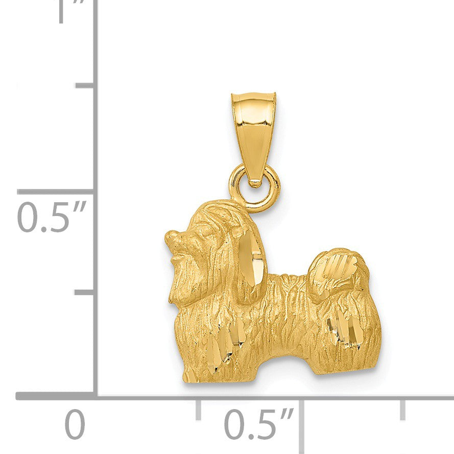 Alternate view of the 14k Yellow Gold Small Satin and Diamond Cut Shih Tzu Pendant by The Black Bow Jewelry Co.