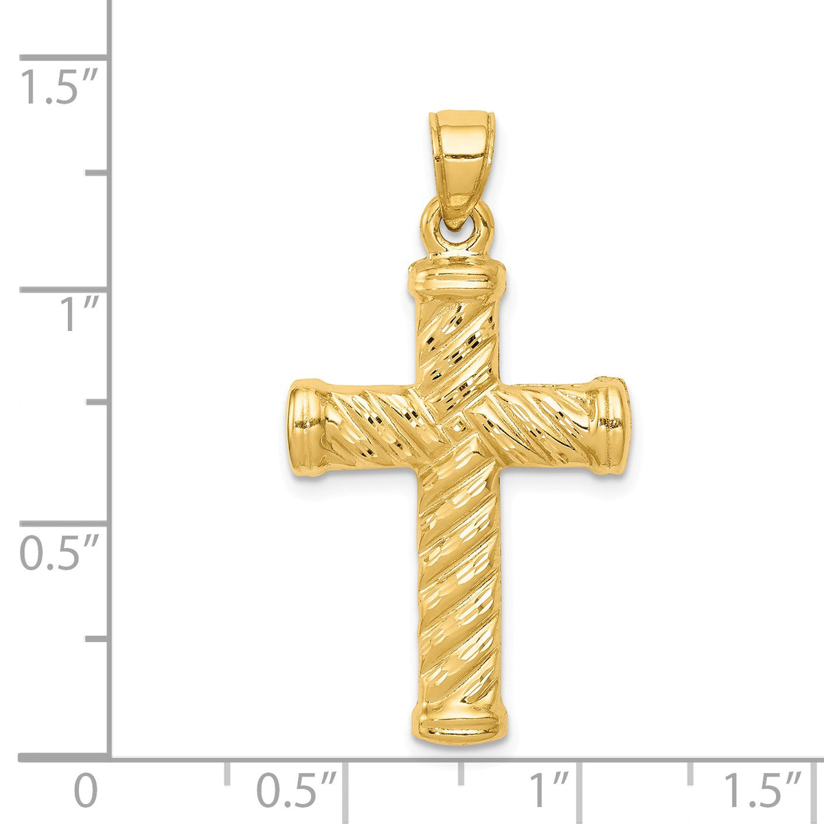 Alternate view of the 14k Yellow Gold Polished Reversible Rope Cross Pendant by The Black Bow Jewelry Co.