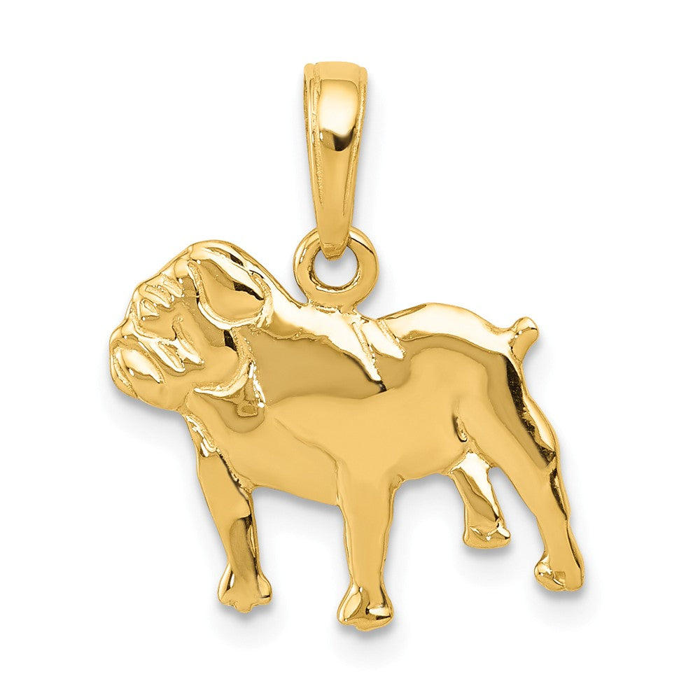 14k Yellow Gold Polished Bulldog Pendant, Item P10706 by The Black Bow Jewelry Co.